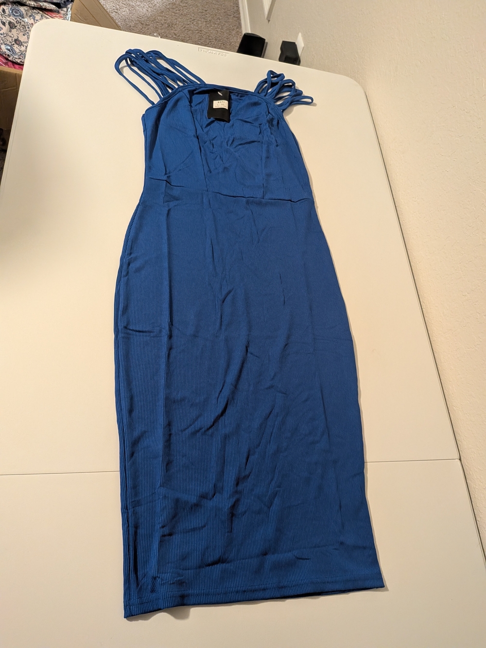 Strappy Ribbed Midi Dress in Royal Blue